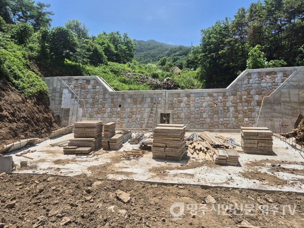 사방댐 콘크리트 시공현장