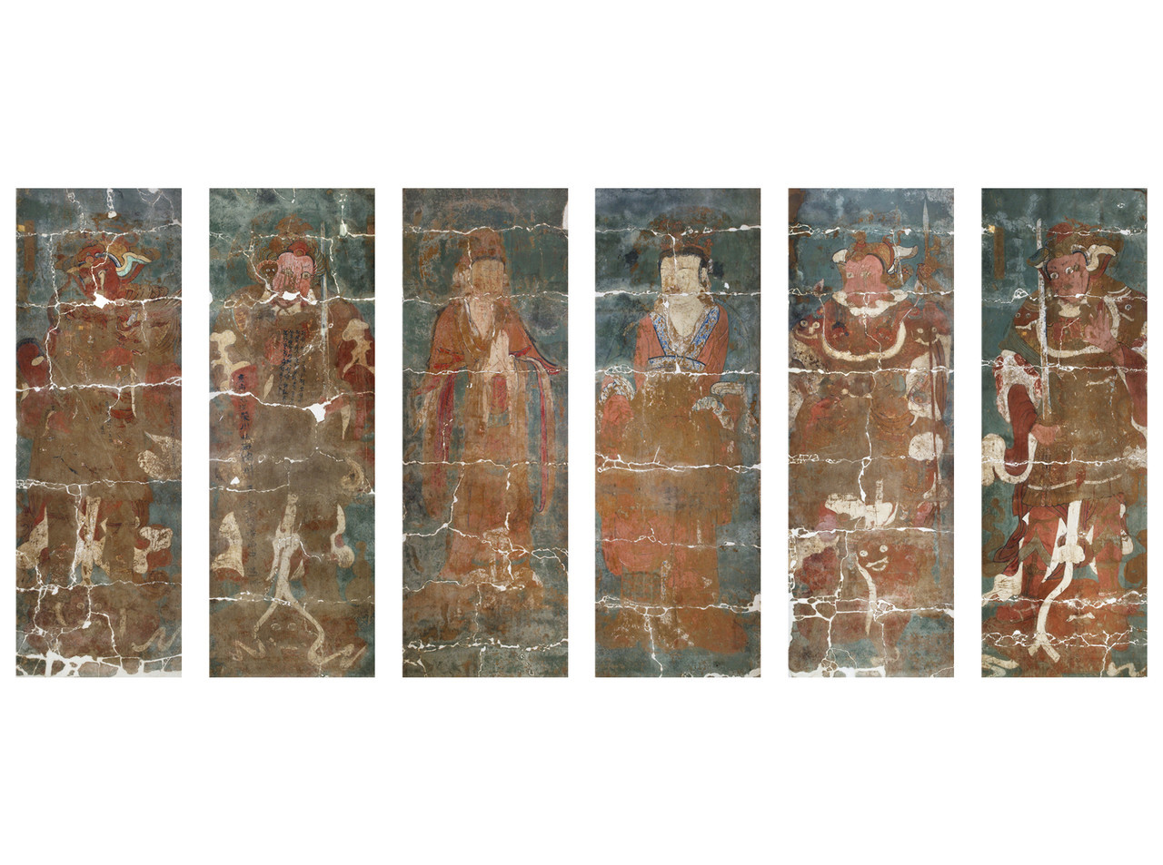 국보 '제46호 부석사 조사당벽화'(남방증장천왕,서방광목천왕,제석천,범천,북방다문천왕,동방지국천왕)